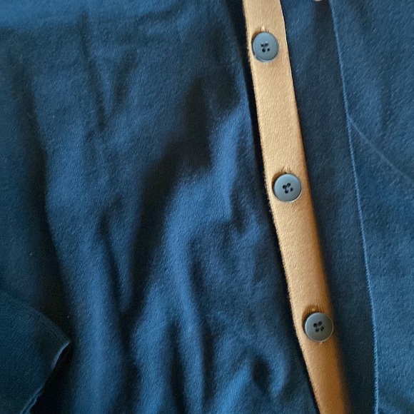 Perry Ellis Mens Cardigan Sweater Navy Blue & tan size XL. Academia preppy basic - Picture 3 of 4